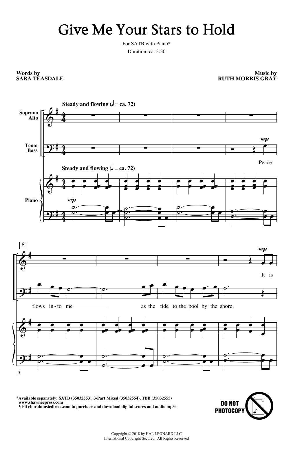 Ruth Morris Gray Give Me Your Stars To Hold sheet music notes and chords arranged for TTBB Choir