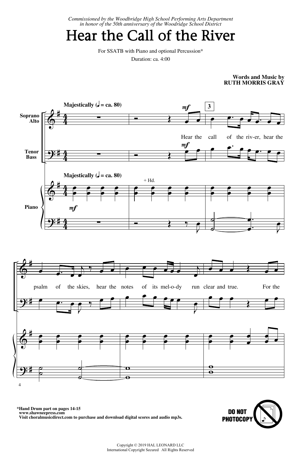 Ruth Morris Gray Hear The Call Of The River sheet music notes and chords arranged for SATB Choir