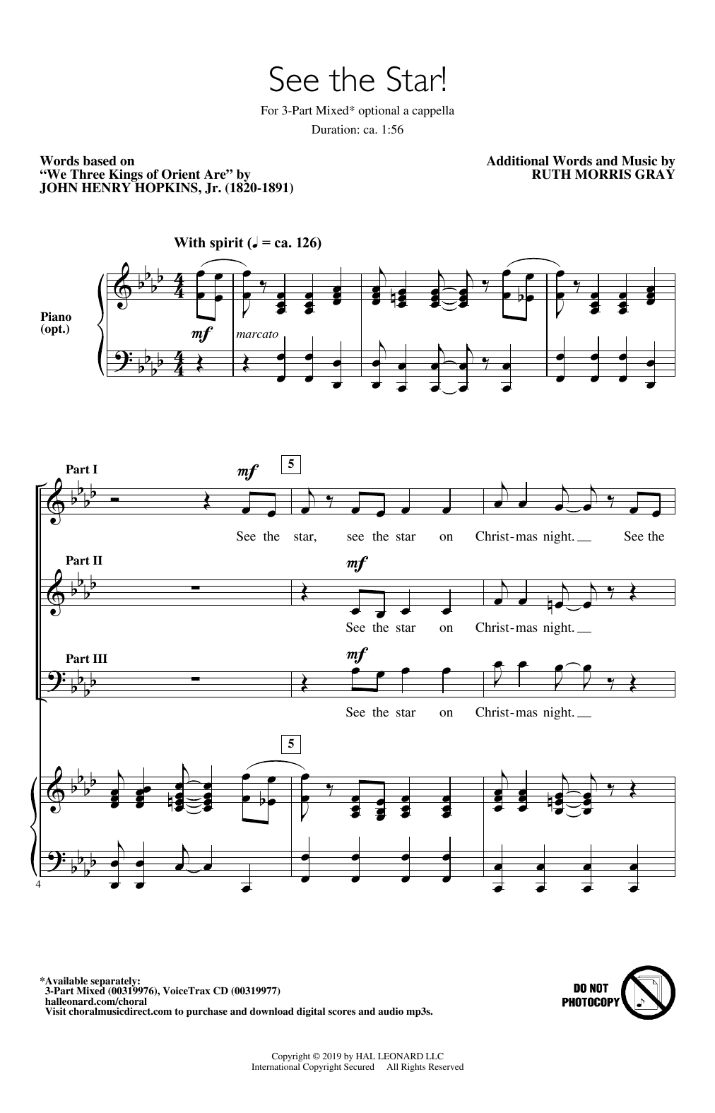 Ruth Morris Gray See The Star! sheet music notes and chords arranged for 3-Part Mixed Choir