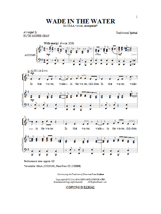 Ruth Morris Gray Wade In The Water sheet music notes and chords arranged for SSA Choir
