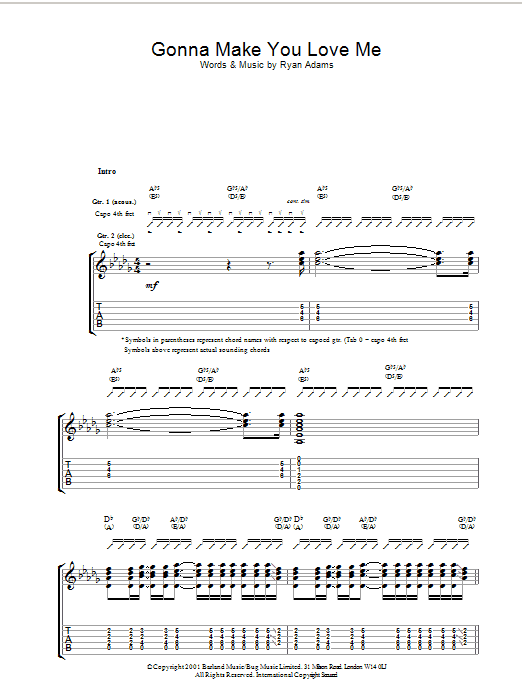 Ryan Adams Gonna Make You Love Me sheet music notes and chords arranged for Guitar Tab