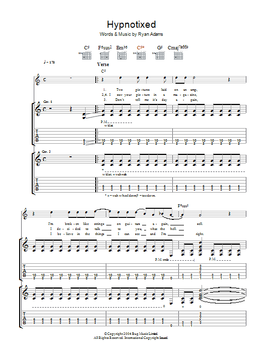 Ryan Adams Hypnotixed sheet music notes and chords arranged for Guitar Tab