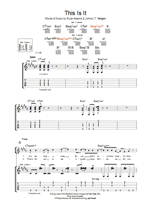 Ryan Adams This Is It sheet music notes and chords arranged for Guitar Tab