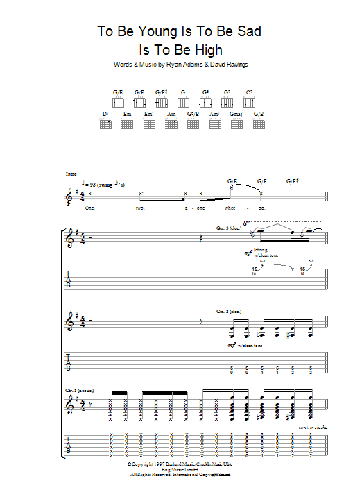 Ryan Adams To Be Young (Is To Be Sad, Is To Be High) sheet music notes and chords arranged for Guitar Tab