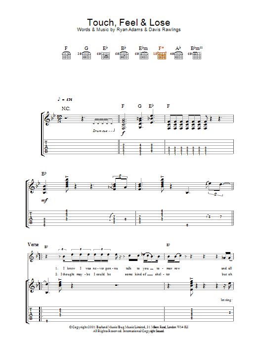 Ryan Adams Touch, Feel & Lose sheet music notes and chords arranged for Guitar Tab