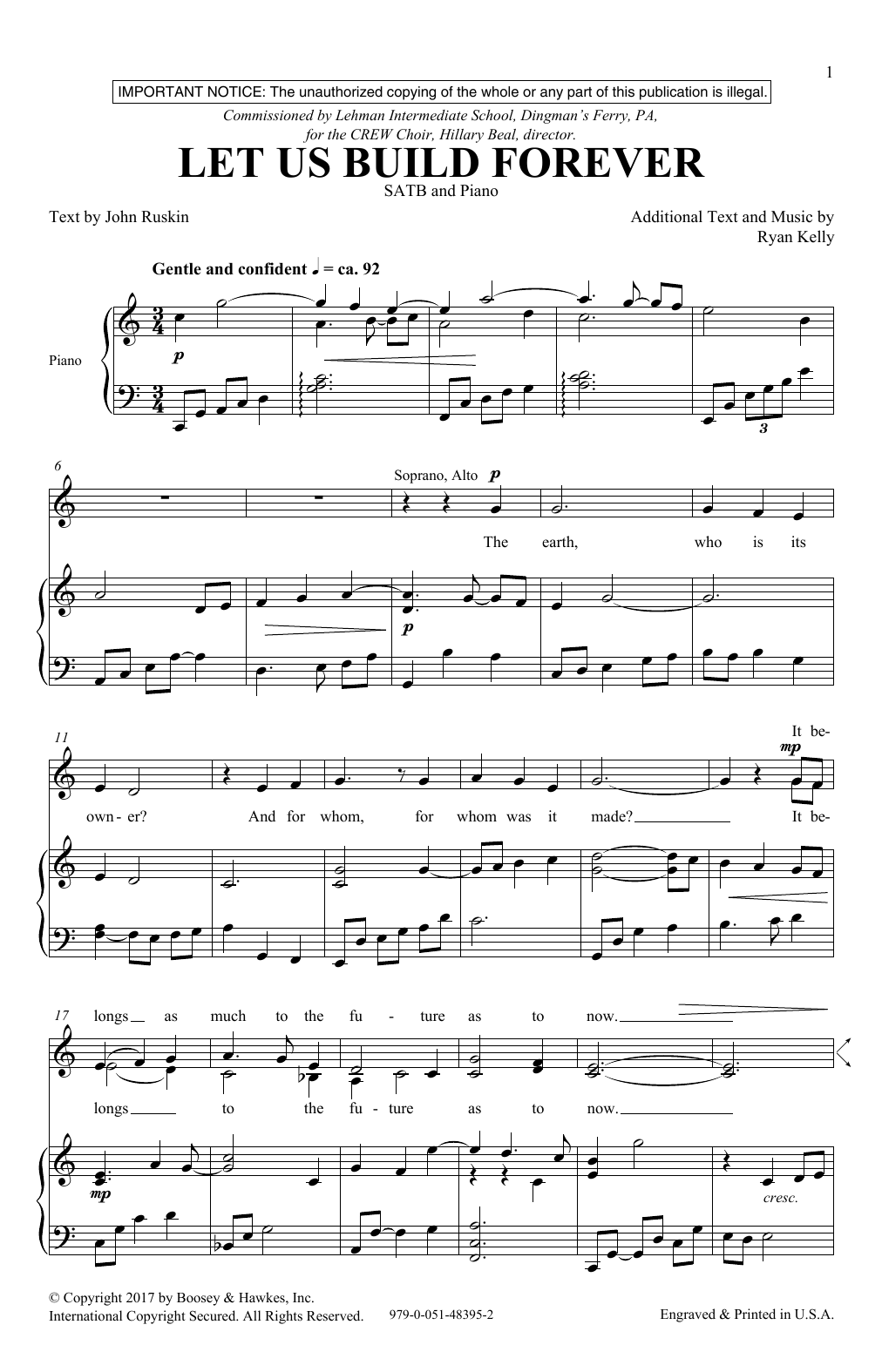 Ryan Kelly Let Us Build Together sheet music notes and chords arranged for SATB Choir
