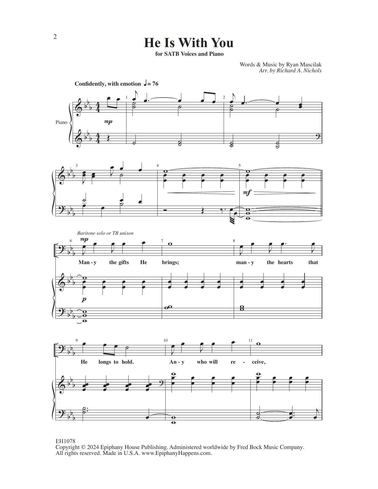 Ryan Mascilak He Is With You (arr. Richard A. Nichols) sheet music notes and chords arranged for SATB Choir