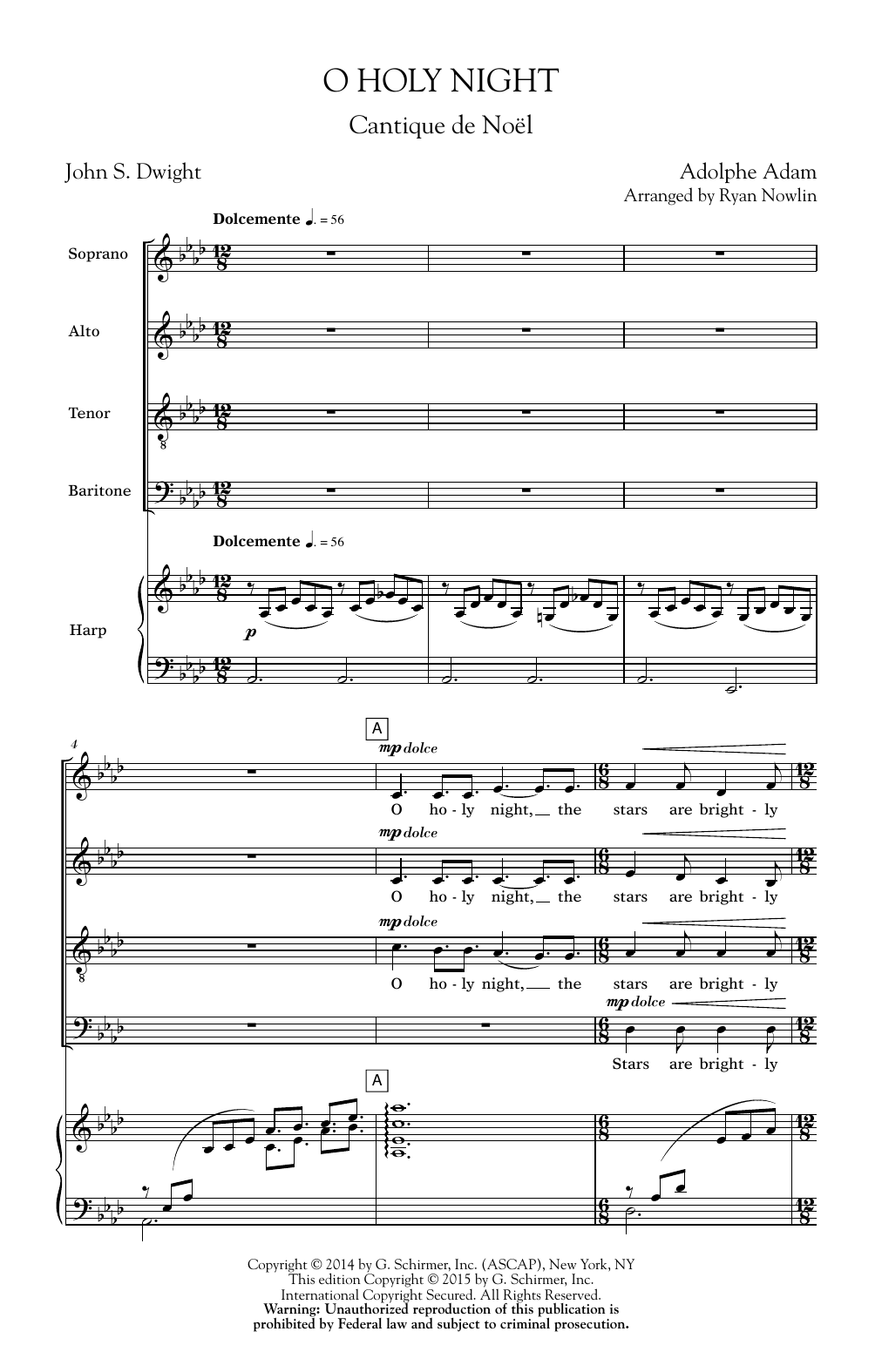 Ryan Nowlin O Holy Night sheet music notes and chords arranged for SATB Choir