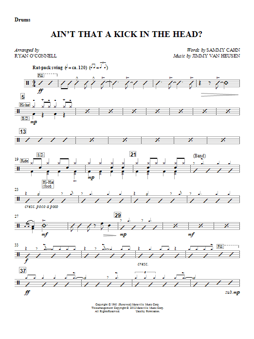 Ryan O'Connell Ain't That A Kick In The Head? - Drum (Opt. Set) sheet music notes and chords arranged for Choir Instrumental Pak