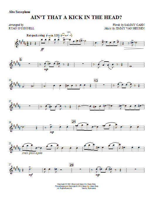 Ryan O'Connell Ain't That A Kick In The Head? - Eb Alto Saxophone sheet music notes and chords arranged for Choir Instrumental Pak