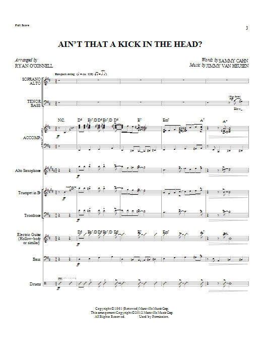 Ryan O'Connell Ain't That A Kick In The Head? - Full Score sheet music notes and chords arranged for Choir Instrumental Pak