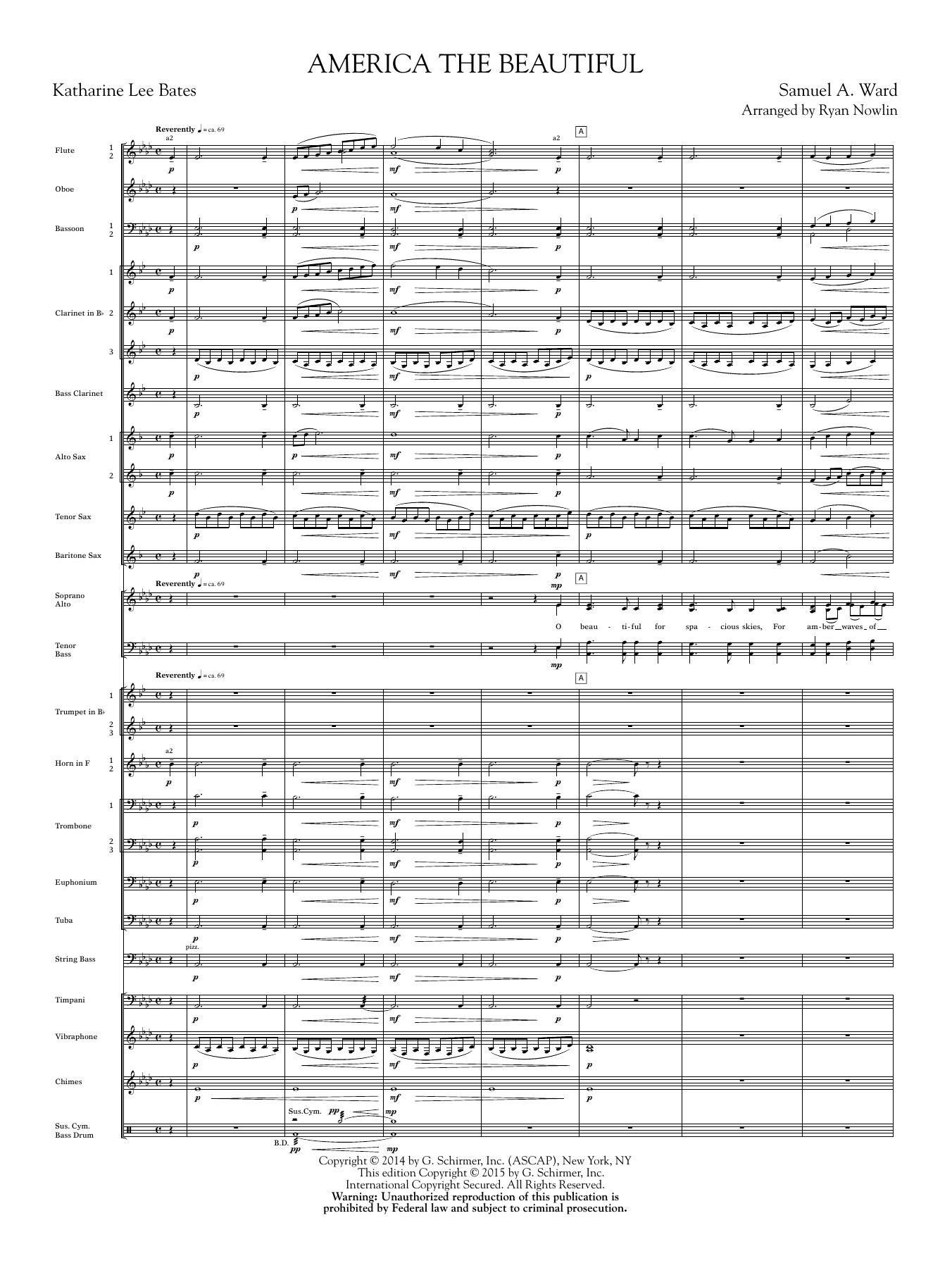 Ryan Nowlin America, the Beautiful - Score sheet music notes and chords. Download Printable PDF.