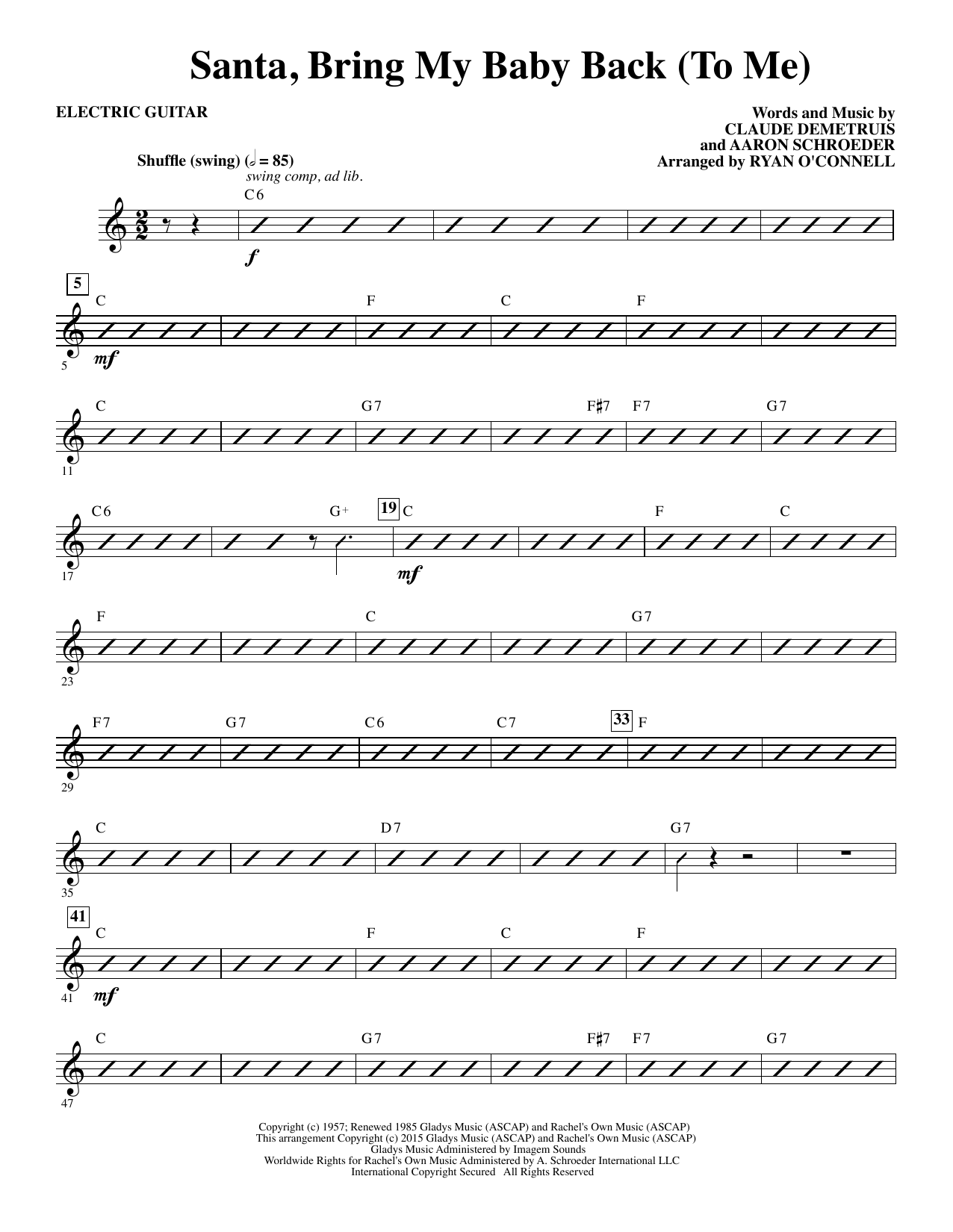 Ryan O'Connell Santa, Bring My Baby Back (To Me) - Guitar sheet music notes and chords. Download Printable PDF.