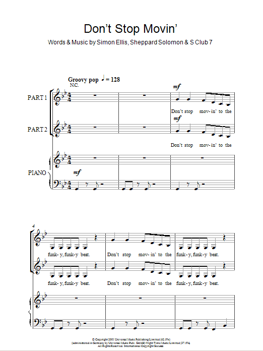 S Club 7 Don't Stop Movin' (arr. Rick Hein) sheet music notes and chords arranged for 2-Part Choir
