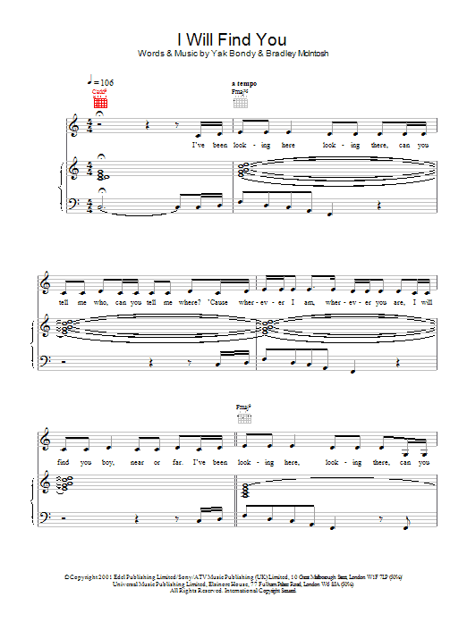 S Club 7 I Will Find You sheet music notes and chords arranged for Piano, Vocal & Guitar Chords