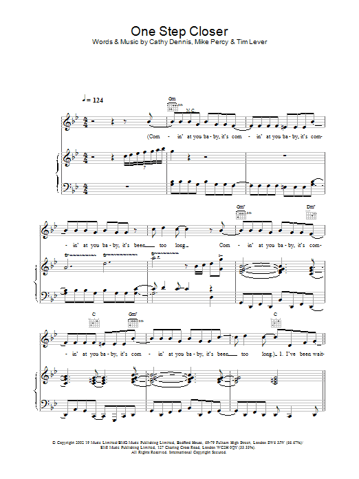 S Club Junior One Step Closer sheet music notes and chords arranged for Piano, Vocal & Guitar Chords