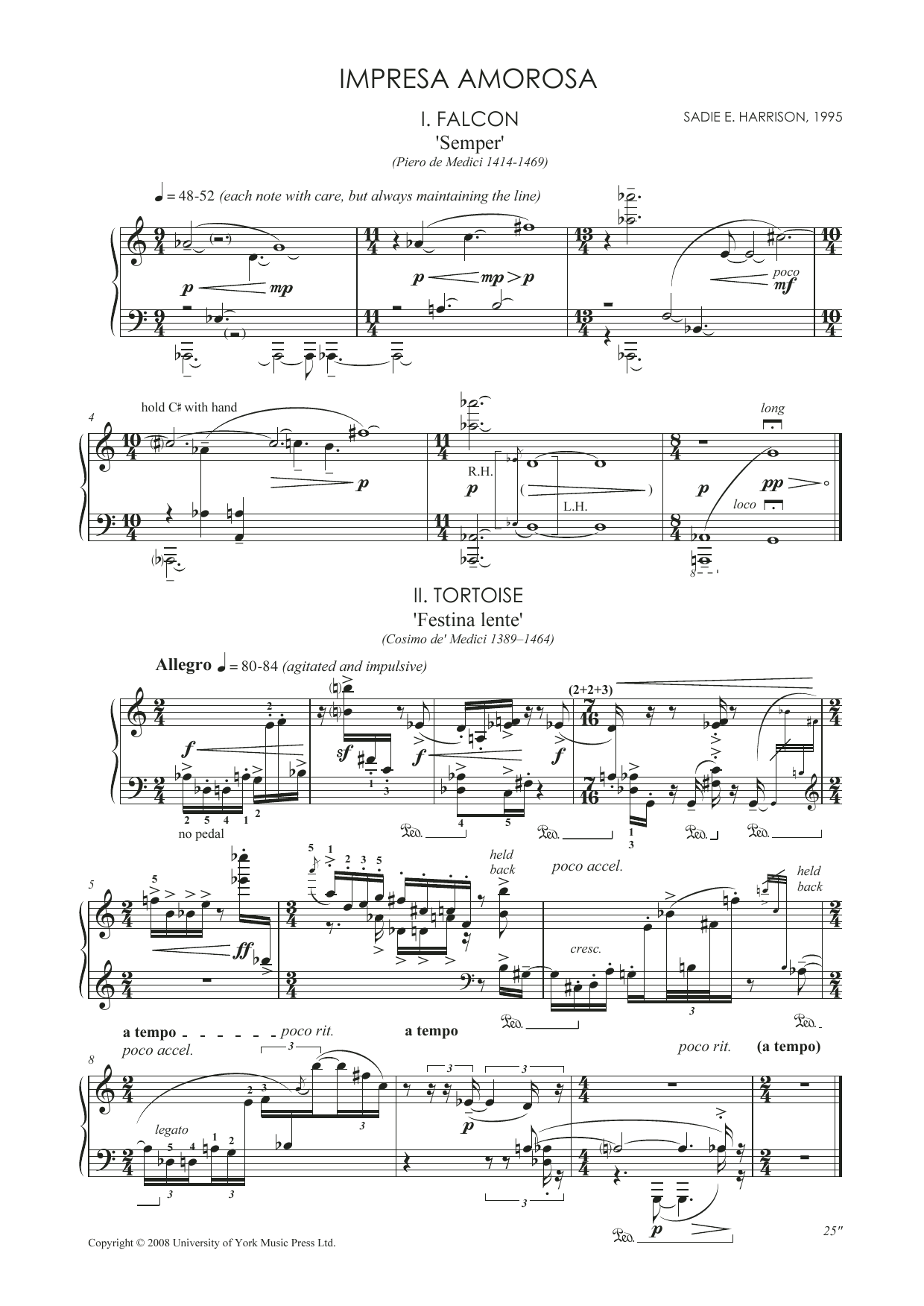 Sadie Harrison Impresa Amorosa sheet music notes and chords arranged for Piano Solo