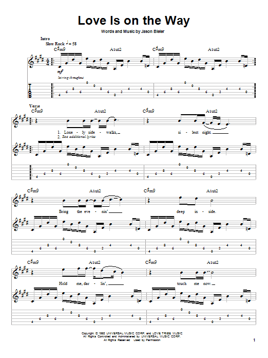 Saigon Kick Love Is On The Way sheet music notes and chords arranged for Guitar Tab (Single Guitar)
