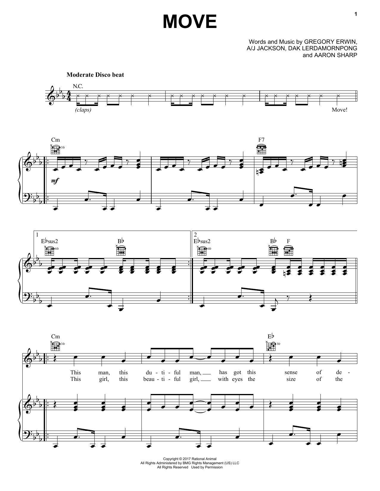 Saint Motel Move sheet music notes and chords arranged for Piano, Vocal & Guitar Chords (Right-Hand Melody)