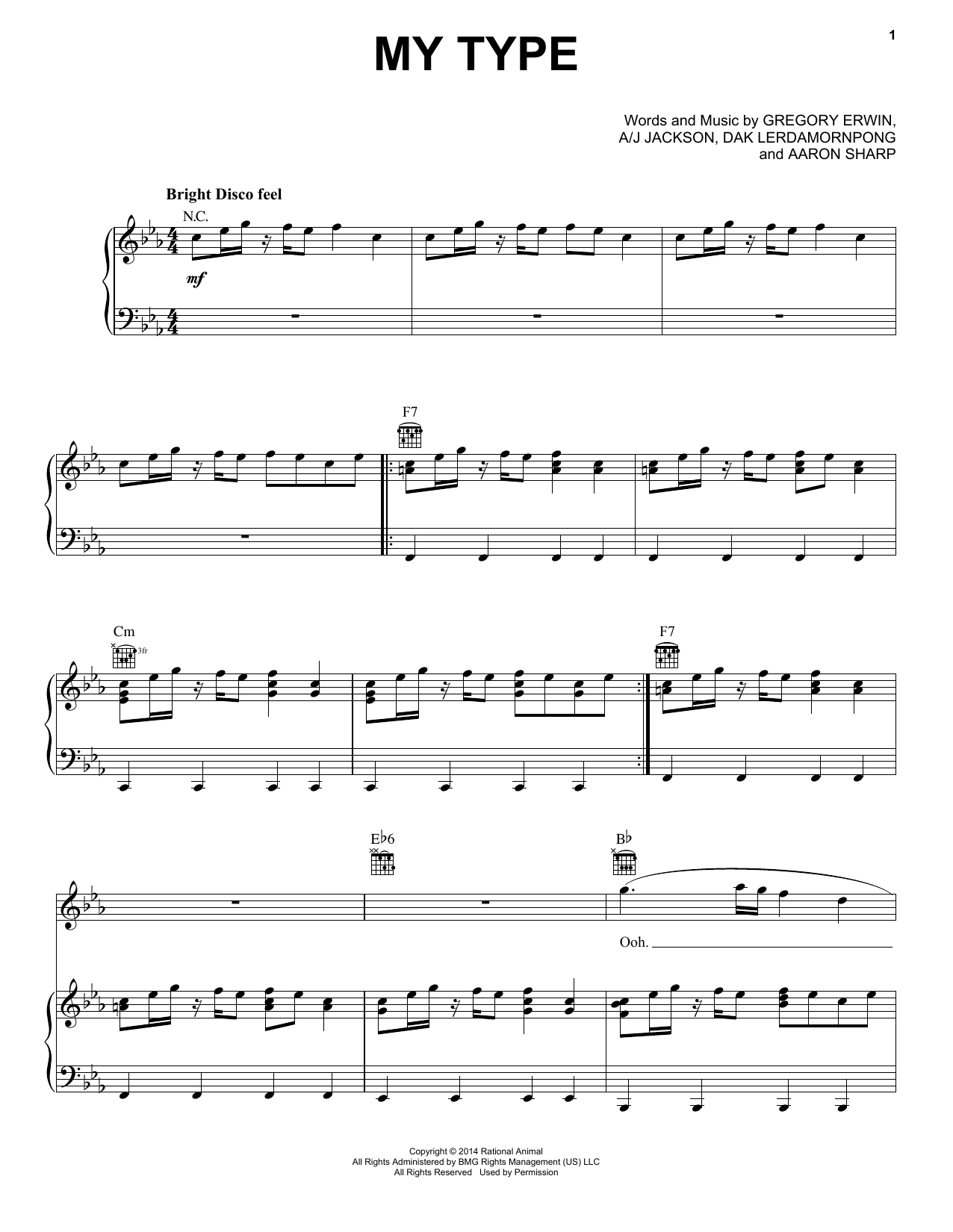 Saint Motel My Type sheet music notes and chords arranged for Piano, Vocal & Guitar Chords (Right-Hand Melody)