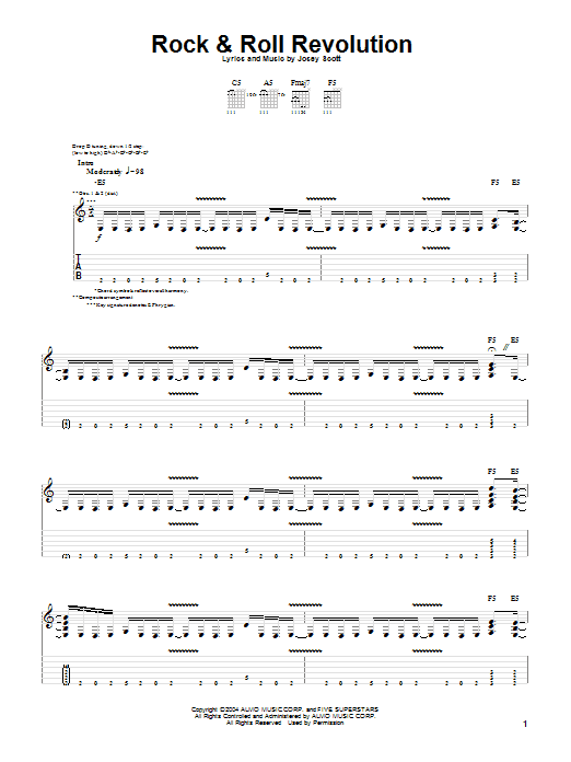 Saliva Rock & Roll Revolution sheet music notes and chords arranged for Guitar Tab