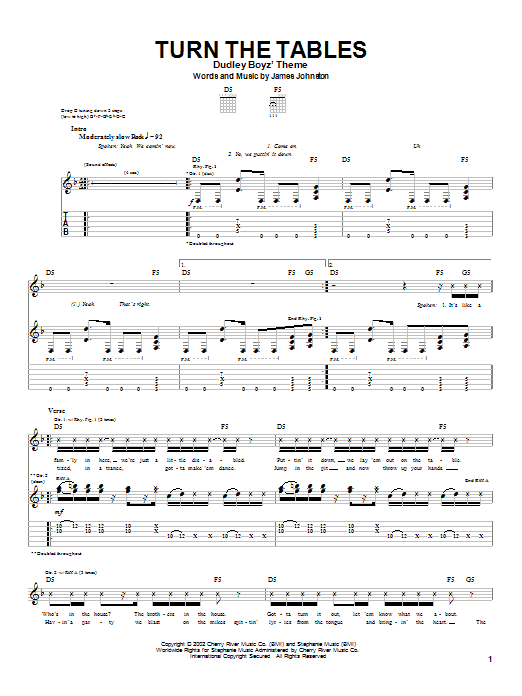 Saliva Turn The Tables sheet music notes and chords arranged for Guitar Tab