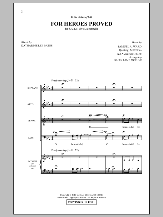Sally Lamb McCune For Heroes Proved sheet music notes and chords arranged for SATB Choir