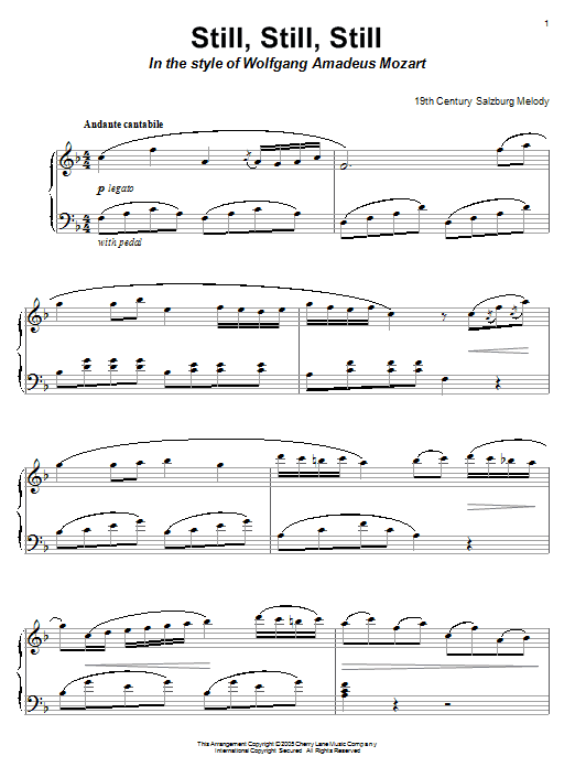 Salzburg Melody Still, Still, Still (in the style of Mozart) sheet music notes and chords arranged for Piano Solo