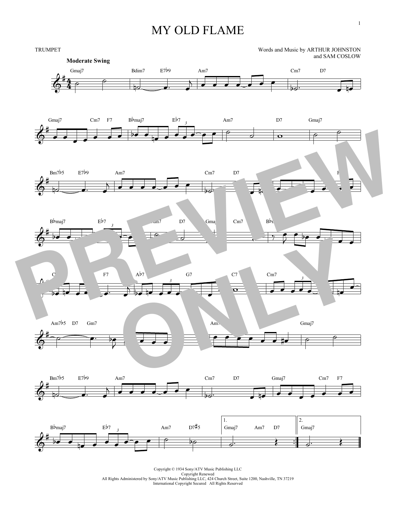 Sam Coslow My Old Flame sheet music notes and chords arranged for Viola Solo