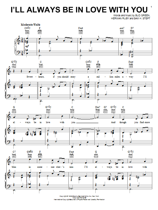 Sam H. Stept I'll Always Be In Love With You sheet music notes and chords arranged for Piano, Vocal & Guitar Chords (Right-Hand Melody)