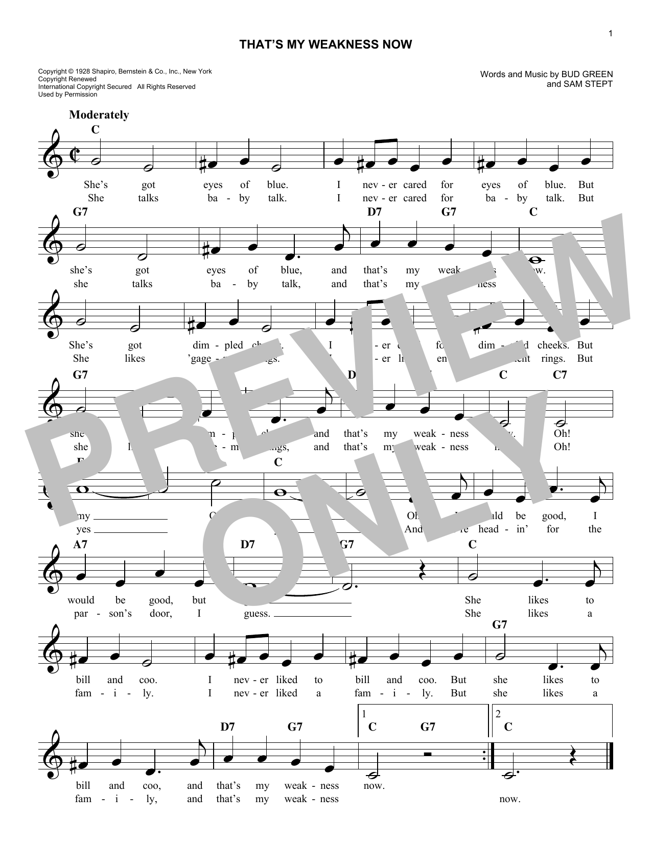 Sam H. Stept That's My Weakness Now sheet music notes and chords arranged for Easy Lead Sheet / Fake Book