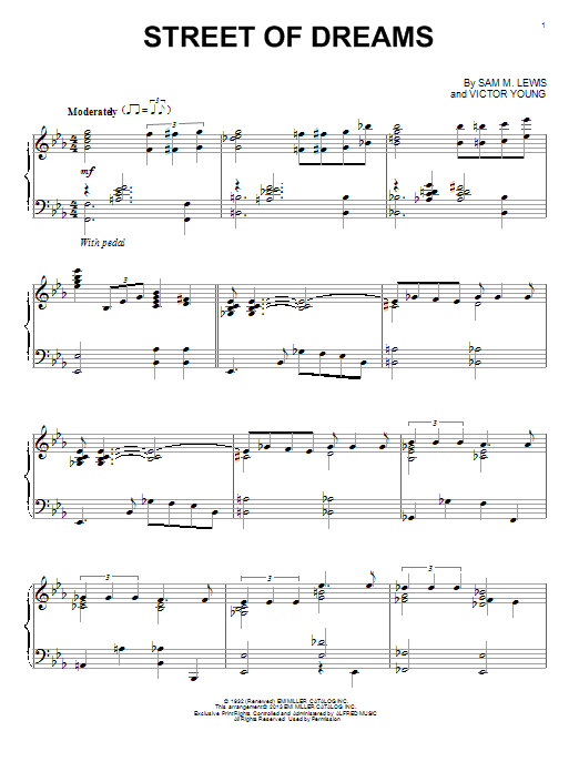 Sam Lewis Street Of Dreams sheet music notes and chords arranged for Piano Solo