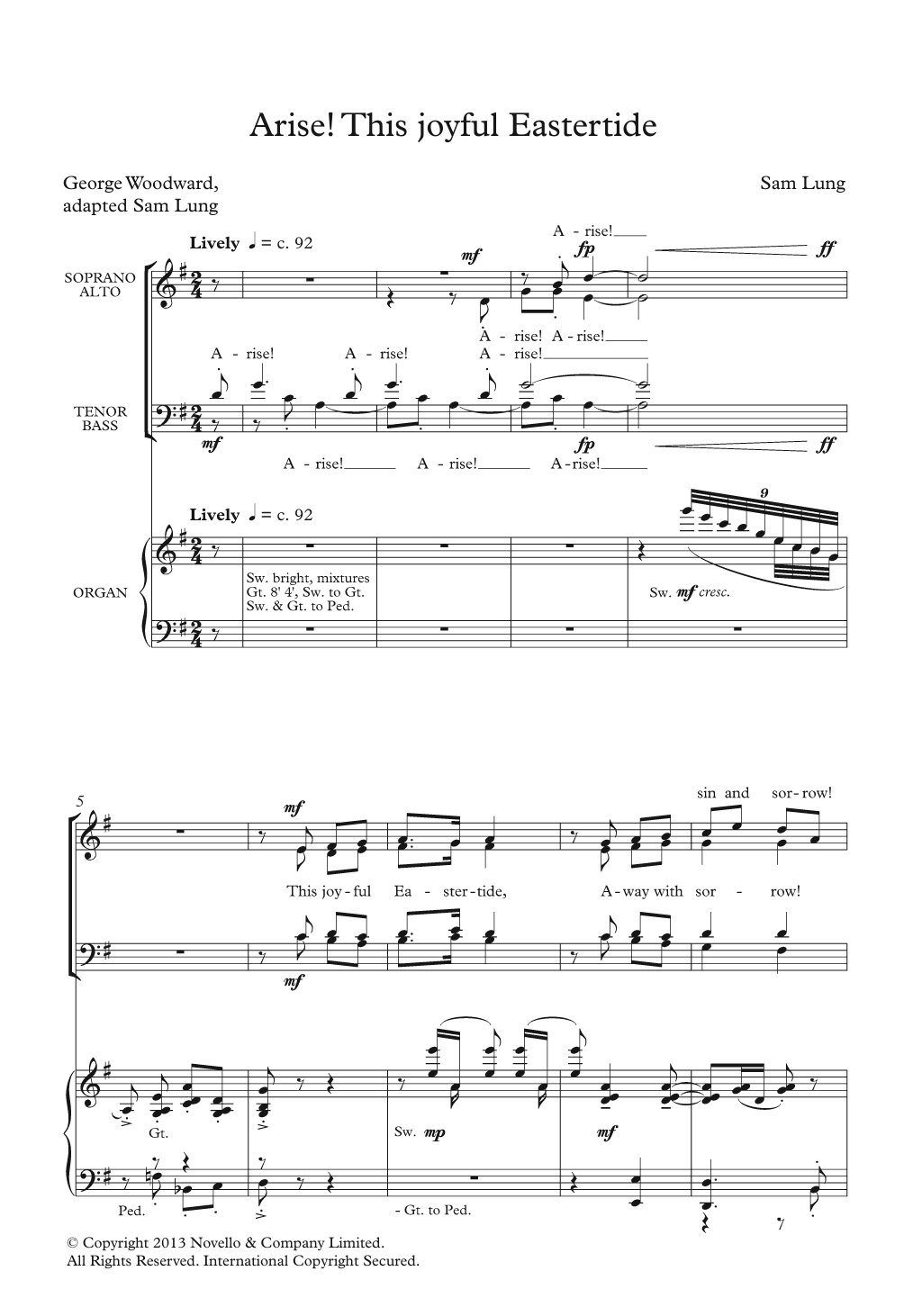 Sam Lung Arise! This Joyful Eastertide sheet music notes and chords arranged for SATB Choir