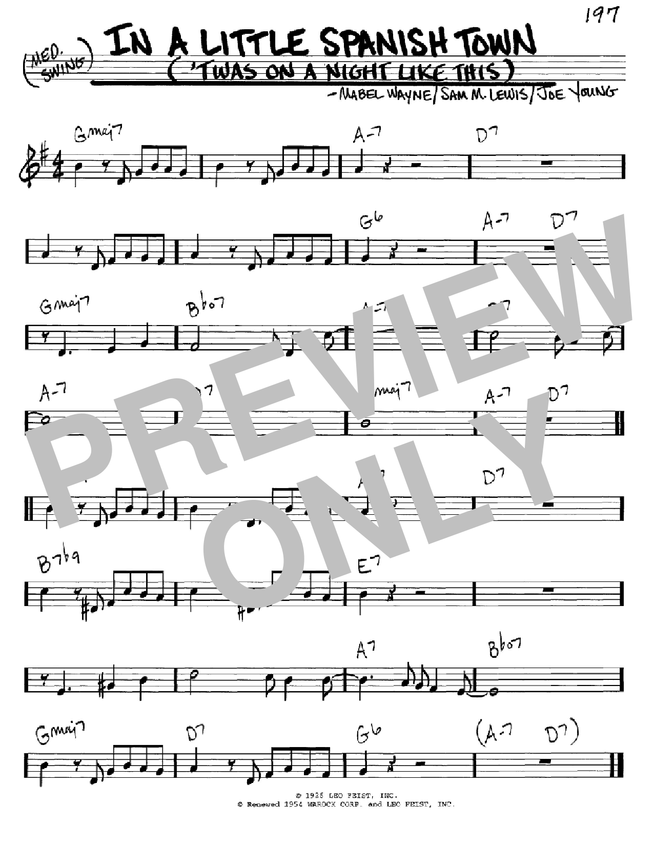Sam M. Lewis In A Little Spanish Town ('Twas On A Night Like This) sheet music notes and chords arranged for Real Book – Melody & Chords – C Instruments