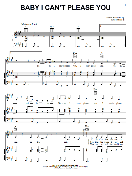 Sam Phillips Baby I Can't Please You sheet music notes and chords arranged for Piano, Vocal & Guitar Chords (Right-Hand Melody)