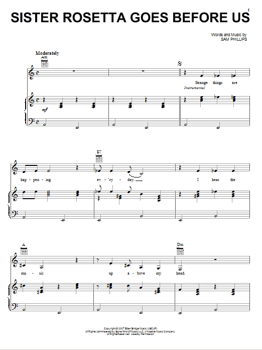 Sam Phillips Sister Rosetta Goes Before Us sheet music notes and chords arranged for Piano, Vocal & Guitar Chords (Right-Hand Melody)