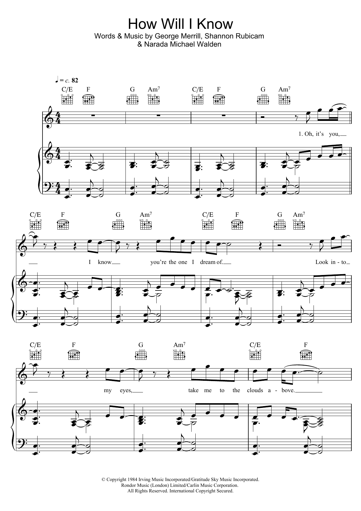 Sam Smith How Will I Know sheet music notes and chords arranged for Piano, Vocal & Guitar Chords