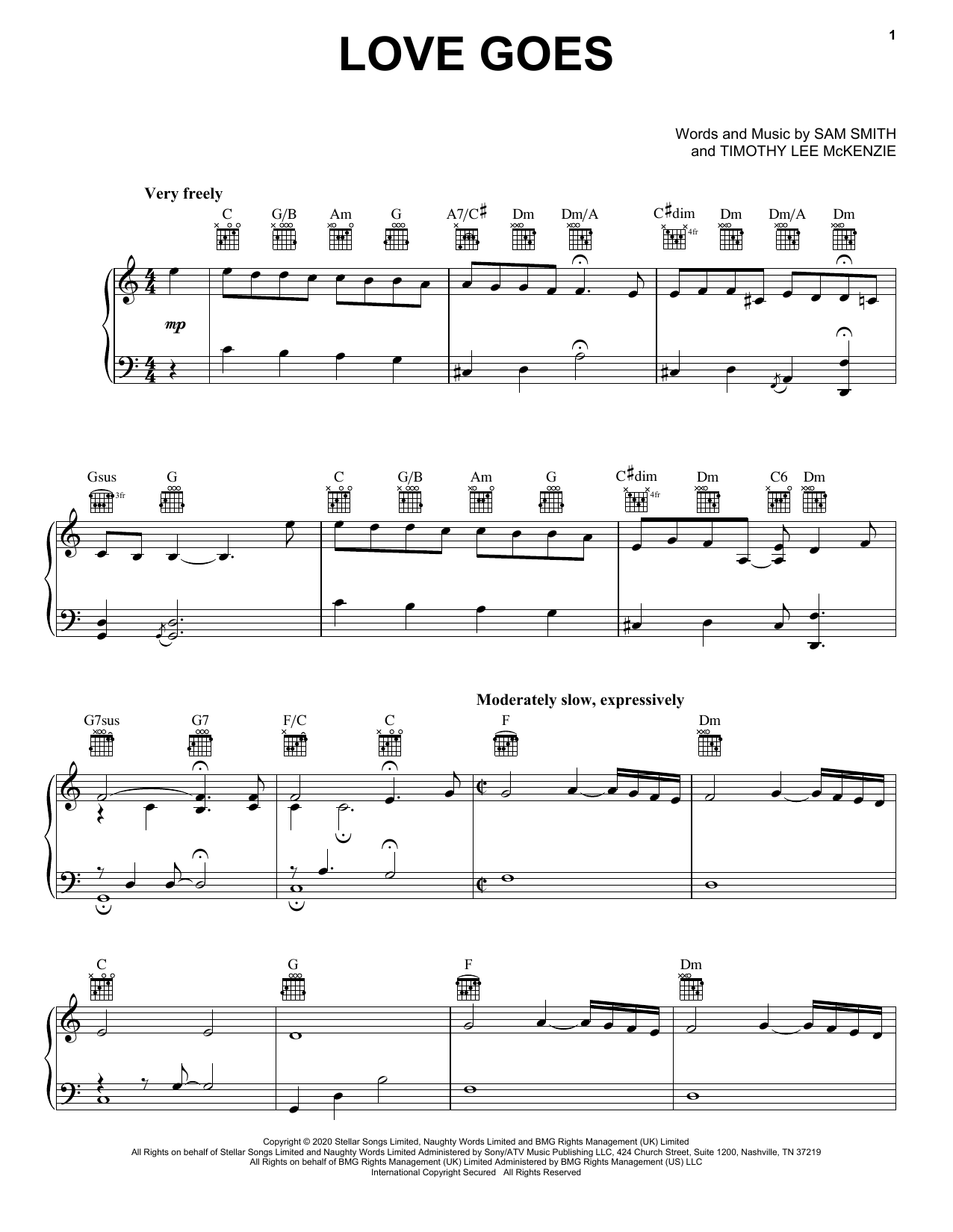 Sam Smith Love Goes (feat. Labrinth) sheet music notes and chords arranged for Piano, Vocal & Guitar Chords (Right-Hand Melody)