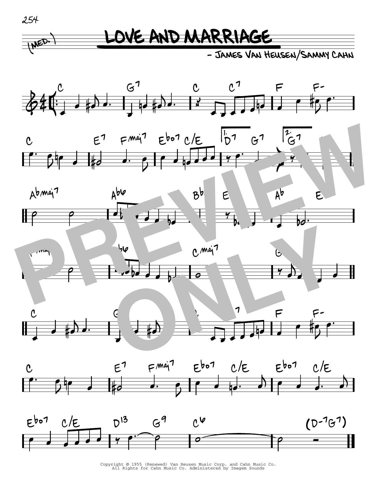 Sammy Cahn & James Van Heusen Love And Marriage sheet music notes and chords arranged for Real Book – Melody & Chords