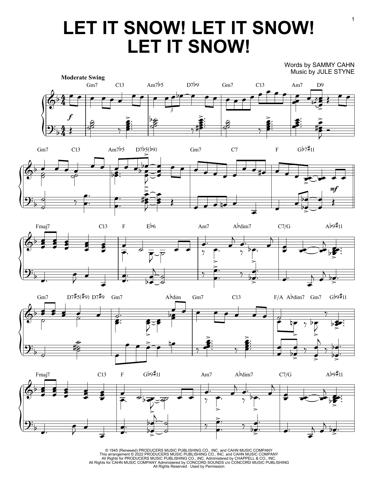Sammy Cahn & Jule Styne Let It Snow! Let It Snow! Let It Snow! [Jazz version] (arr. Brent Edstrom) sheet music notes and chords arranged for Piano Solo
