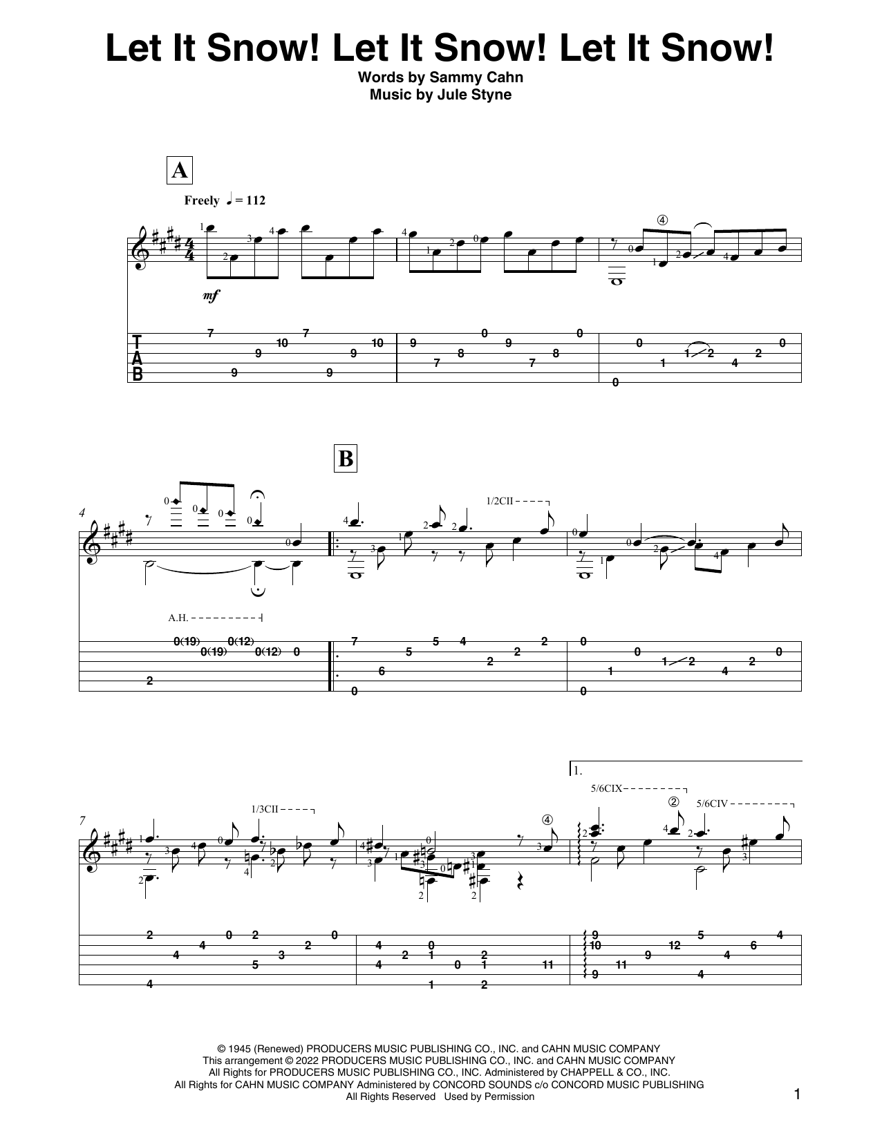 Sammy Cahn & Julie Styne Let It Snow! Let It Snow! Let It Snow! (arr. David Jaggs) sheet music notes and chords arranged for Solo Guitar