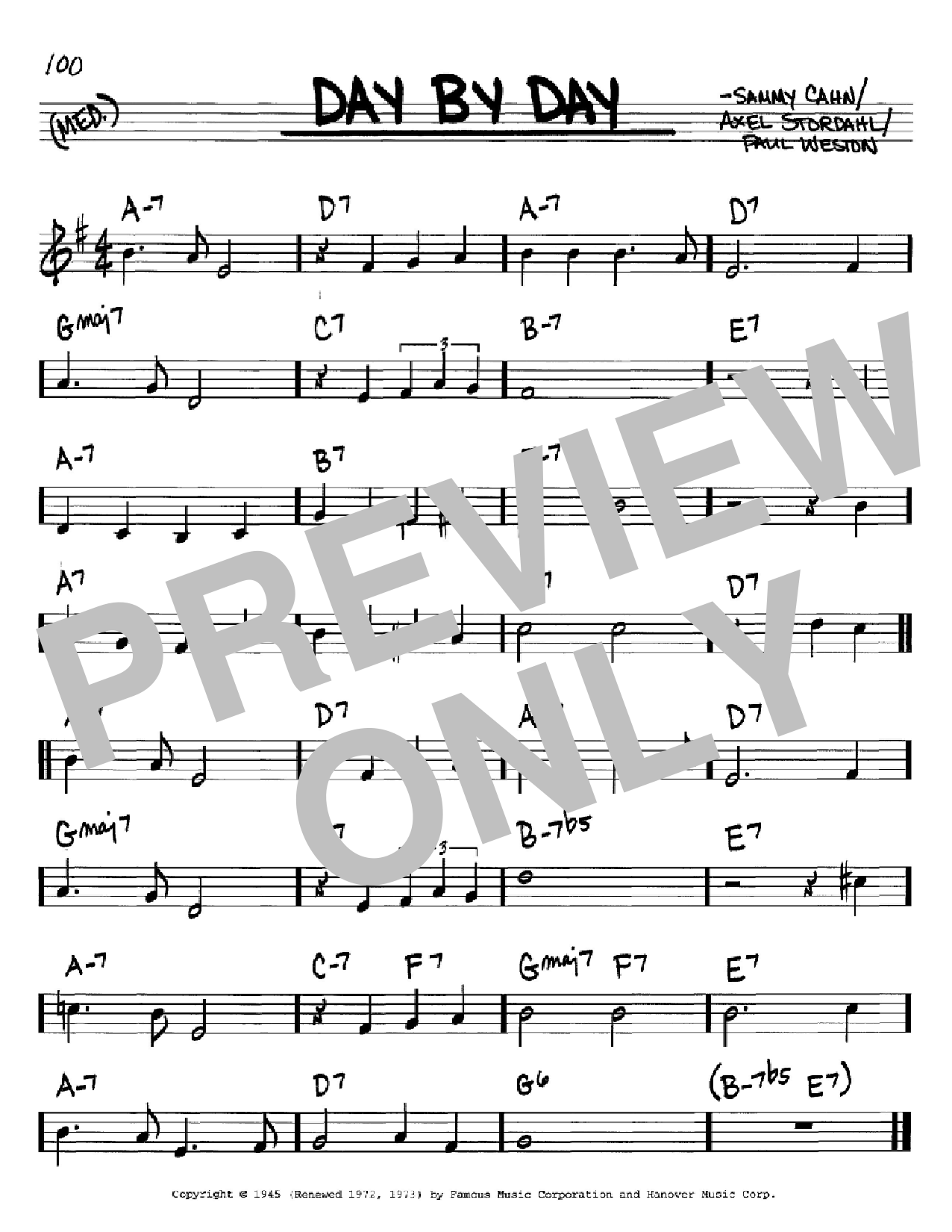 Sammy Cahn Day By Day sheet music notes and chords arranged for Real Book – Melody, Lyrics & Chords