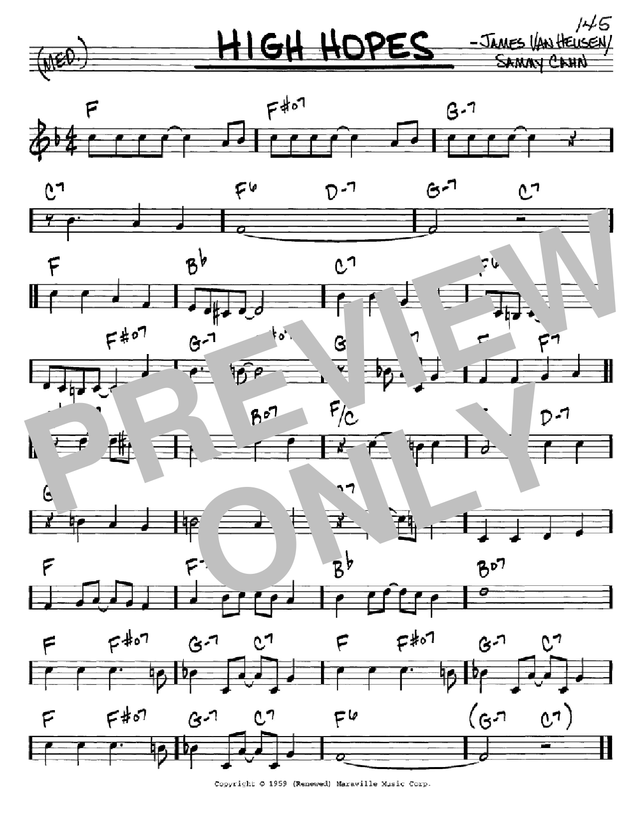 Sammy Cahn High Hopes sheet music notes and chords arranged for Trumpet Solo