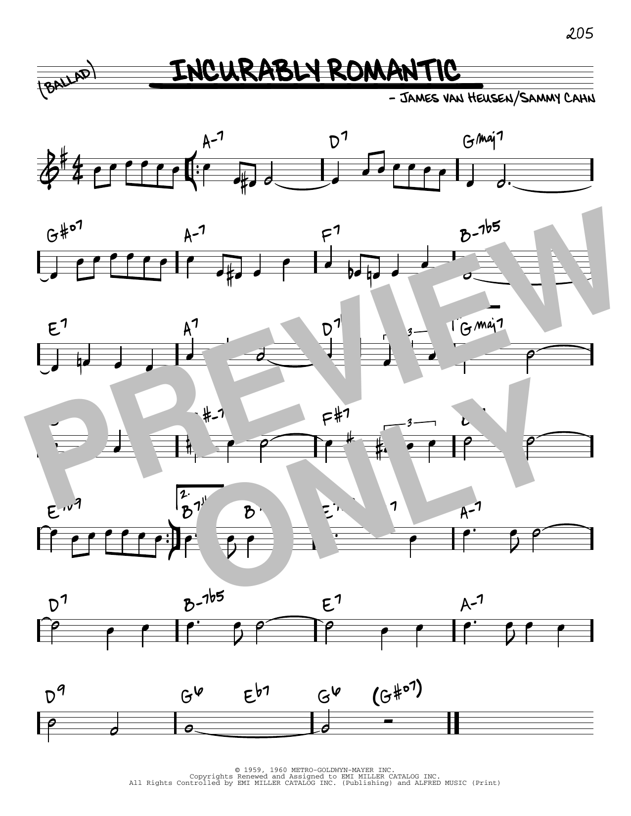 Sammy Cahn Incurably Romantic sheet music notes and chords arranged for Real Book – Melody & Chords