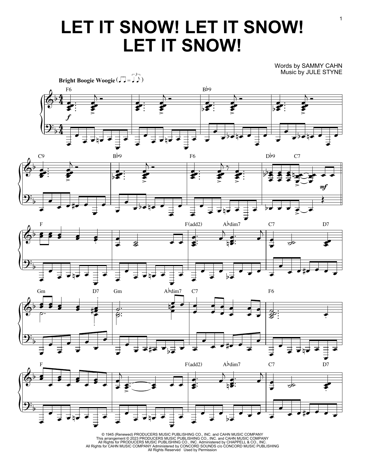 Sammy Cahn Let It Snow! Let It Snow! Let It Snow! [Boogie Woogie version] (arr. Brent Edstrom) sheet music notes and chords arranged for Piano Solo