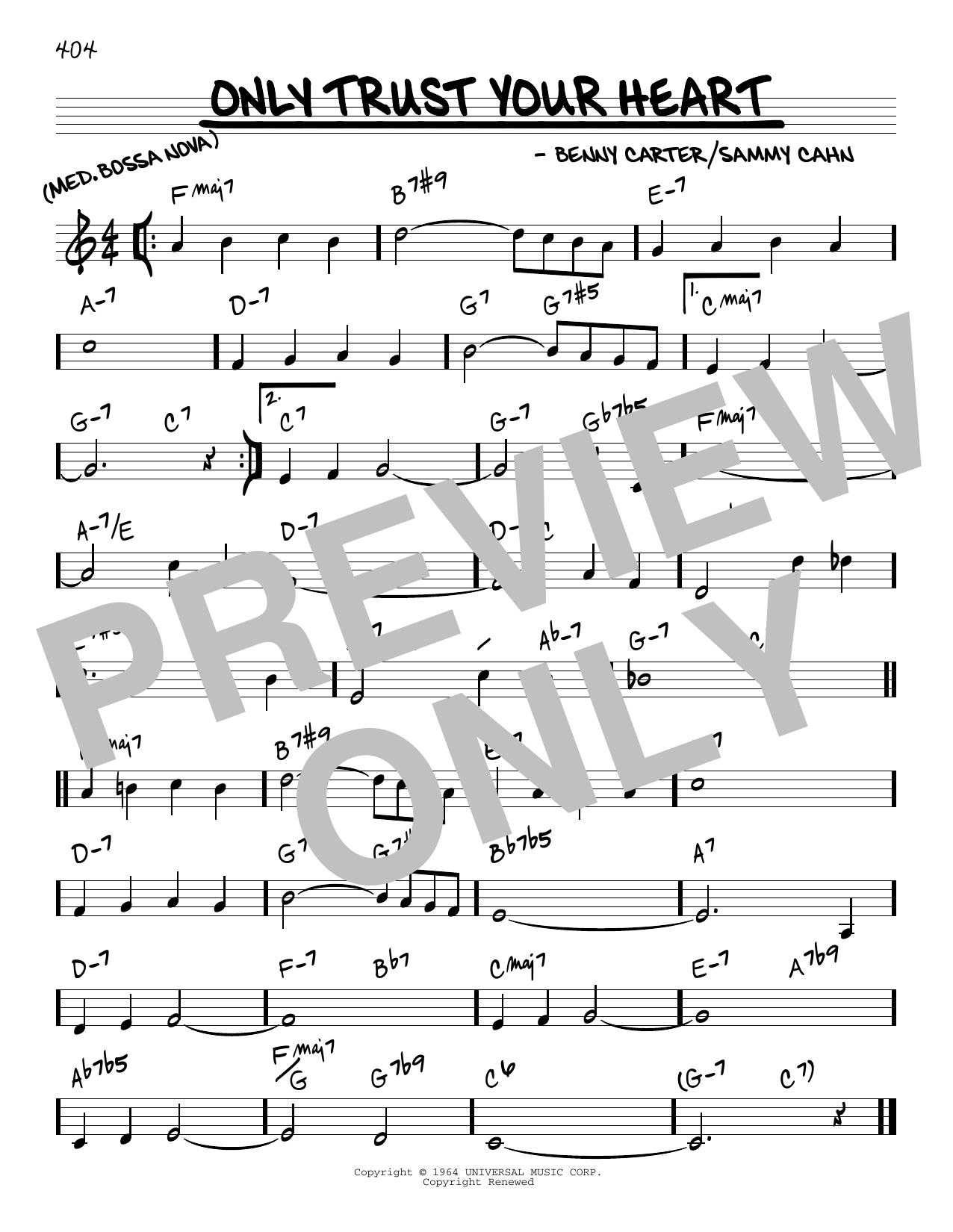 Sammy Cahn Only Trust Your Heart sheet music notes and chords arranged for Guitar Chords/Lyrics