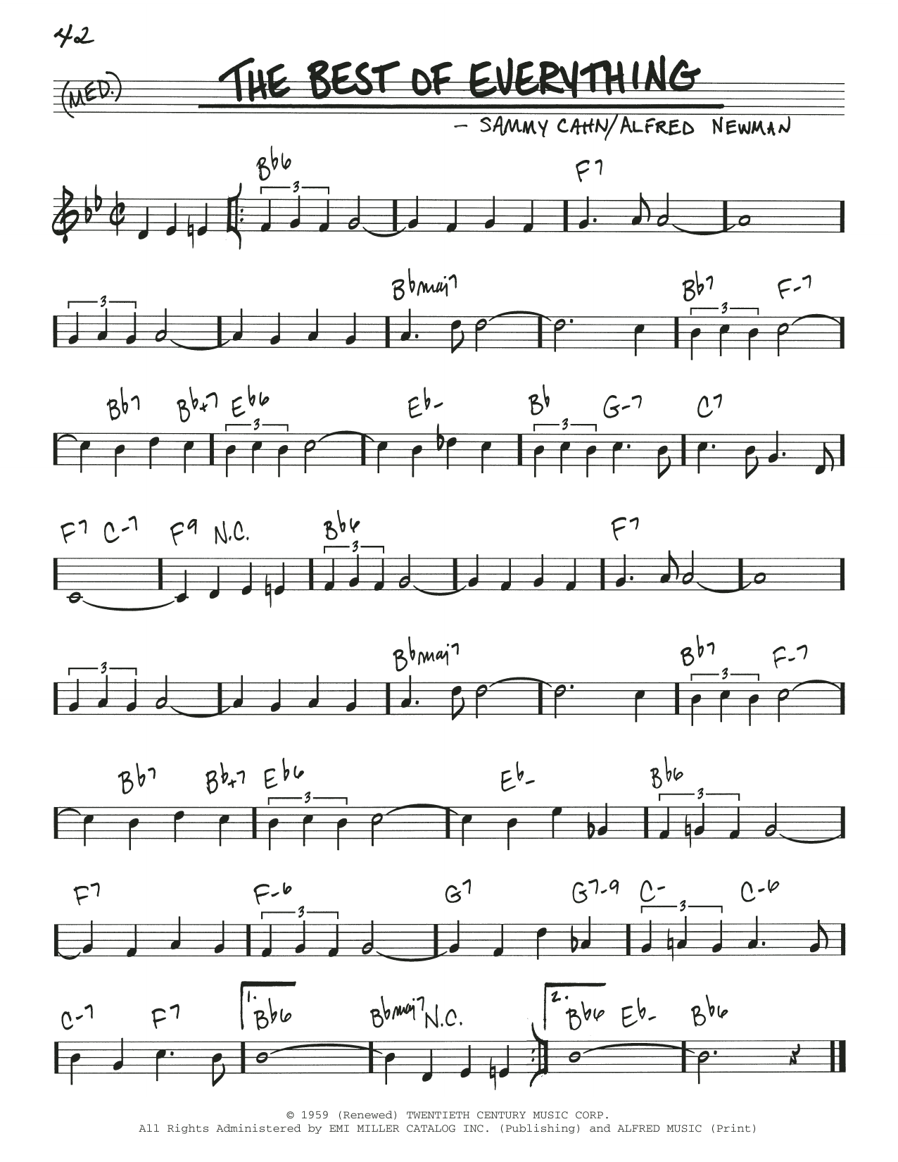Sammy Cahn The Best Of Everything sheet music notes and chords arranged for Real Book – Melody & Chords