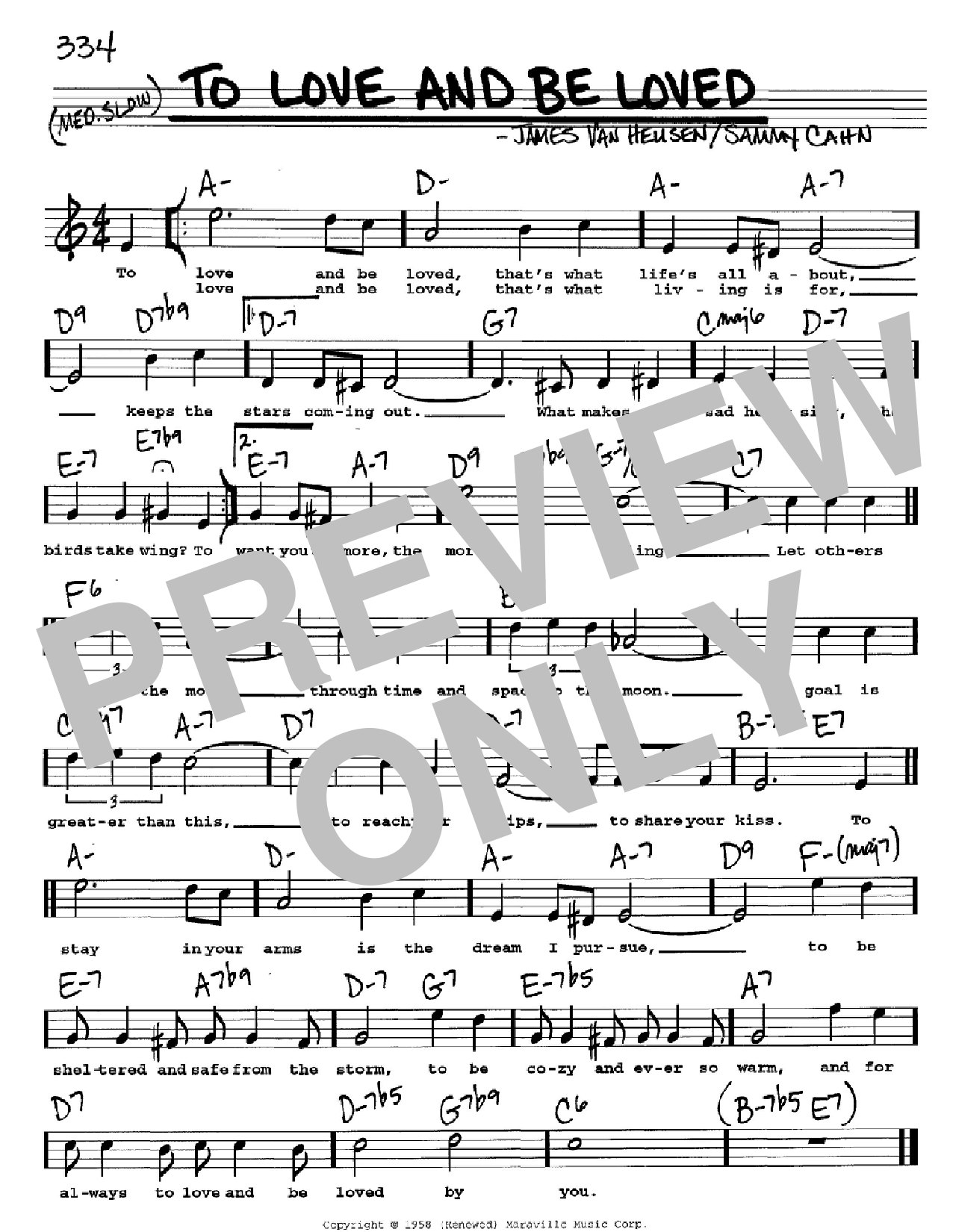Sammy Cahn To Love And Be Loved sheet music notes and chords arranged for Real Book – Melody, Lyrics & Chords