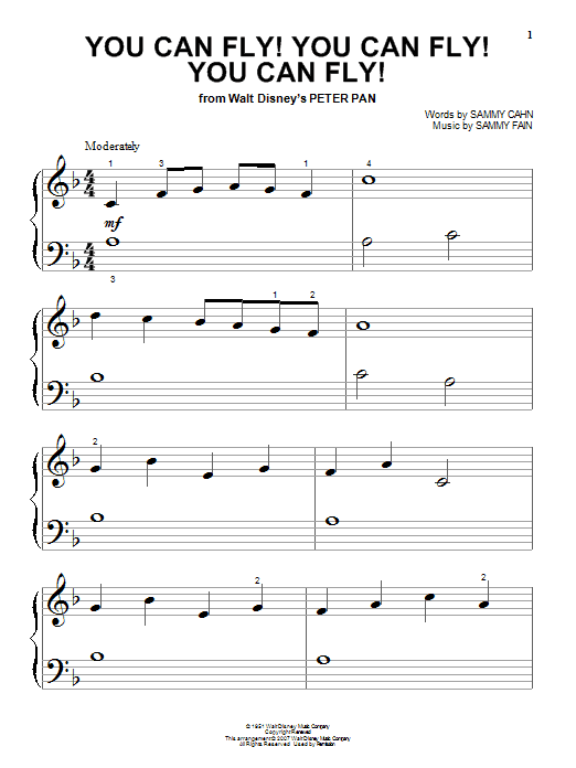 Sammy Cahn You Can Fly! You Can Fly! You Can Fly! (from Peter Pan) sheet music notes and chords arranged for Easy Guitar Tab