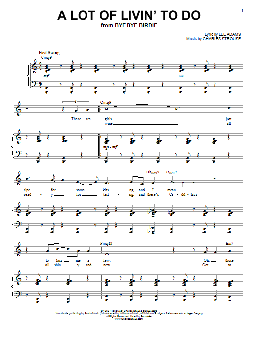 Sammy Davis, Jr. A Lot Of Livin' To Do sheet music notes and chords arranged for Piano & Vocal